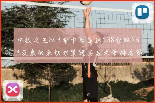 中投之王SGA命中率高达538领跑NBA麦康纳米切尔紧随其后大帝排名第七