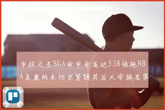 中投之王SGA命中率高达538领跑NBA麦康纳米切尔紧随其后大帝排名第七